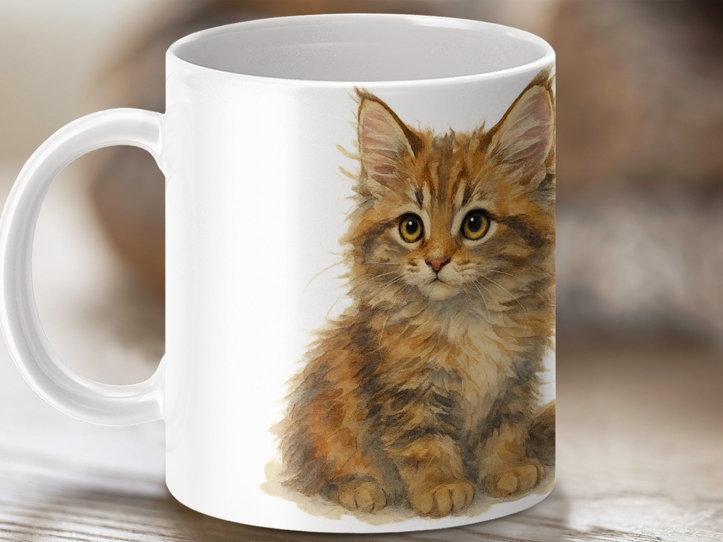 Adorable Fluffy Kitten Art Print Coffee Mug product