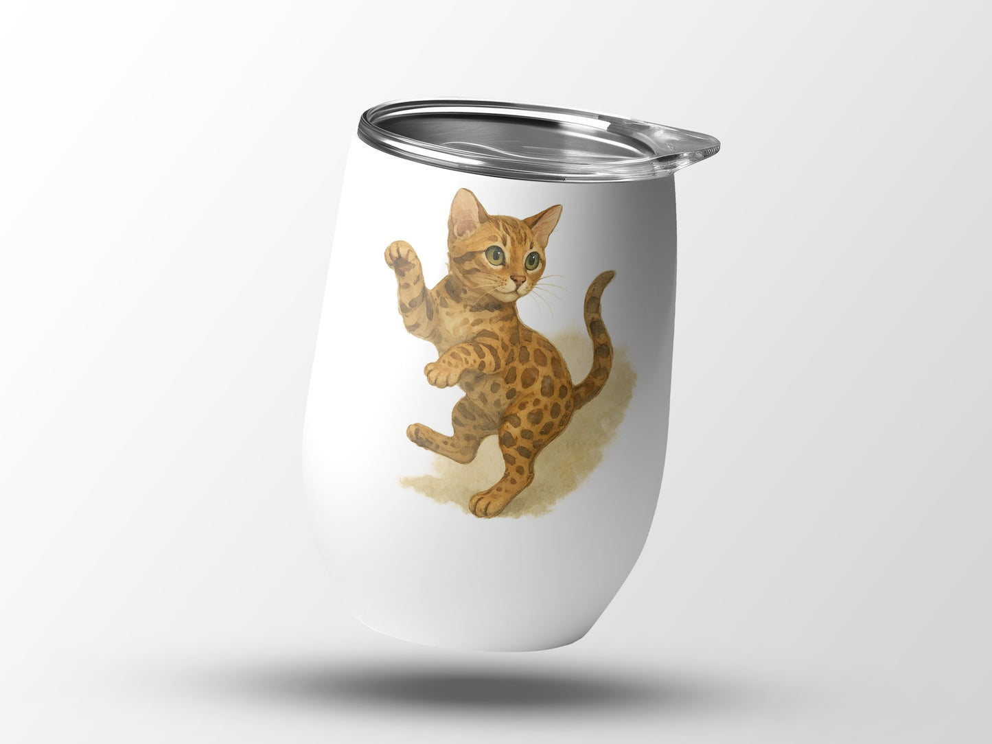 Adorable Leaping Kitten Artwork Printed on Tumbler product