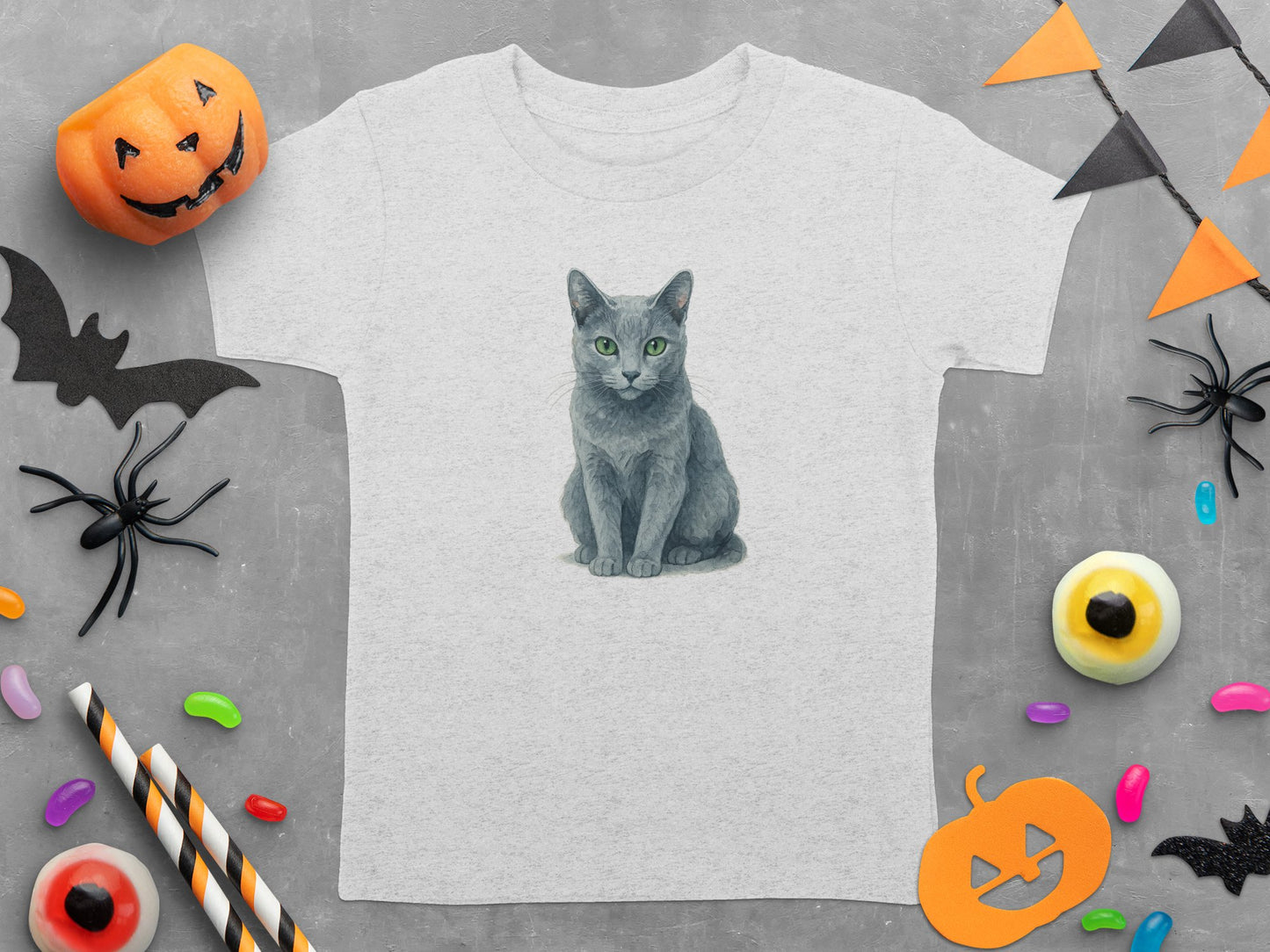 Halloween Themed T-Shirt with Cat Print product