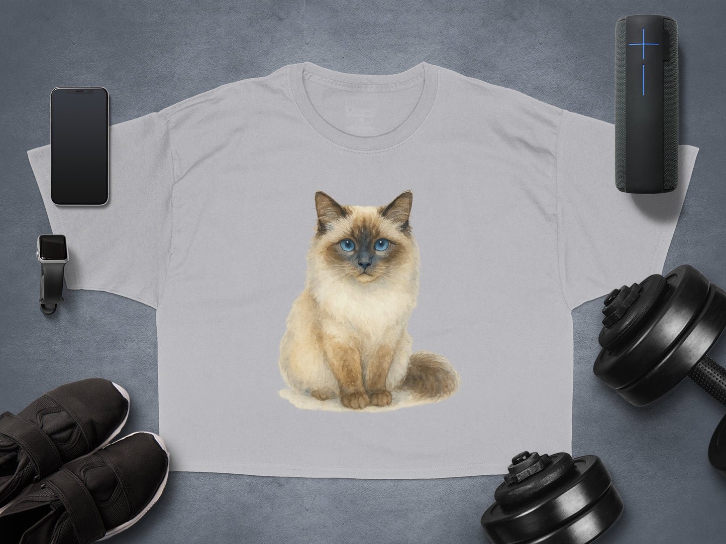 Cute Blue-Eyed Cat Print on White Casual Shirt product