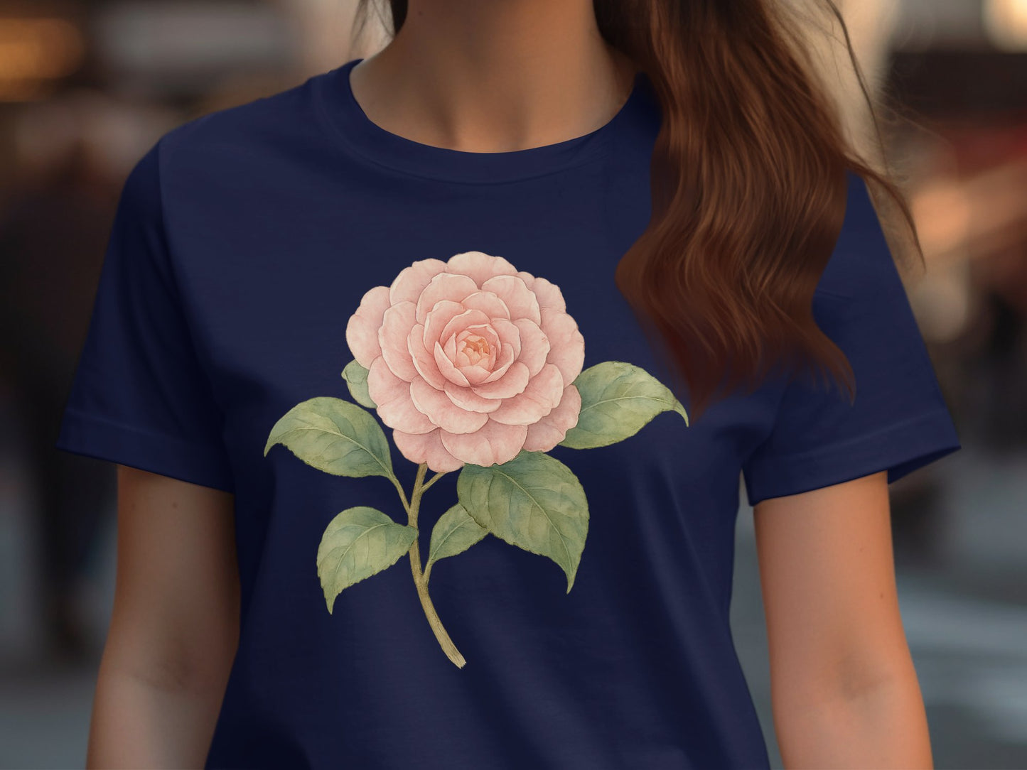 Elegant Navy T-Shirt with Delicate Floral Design product type