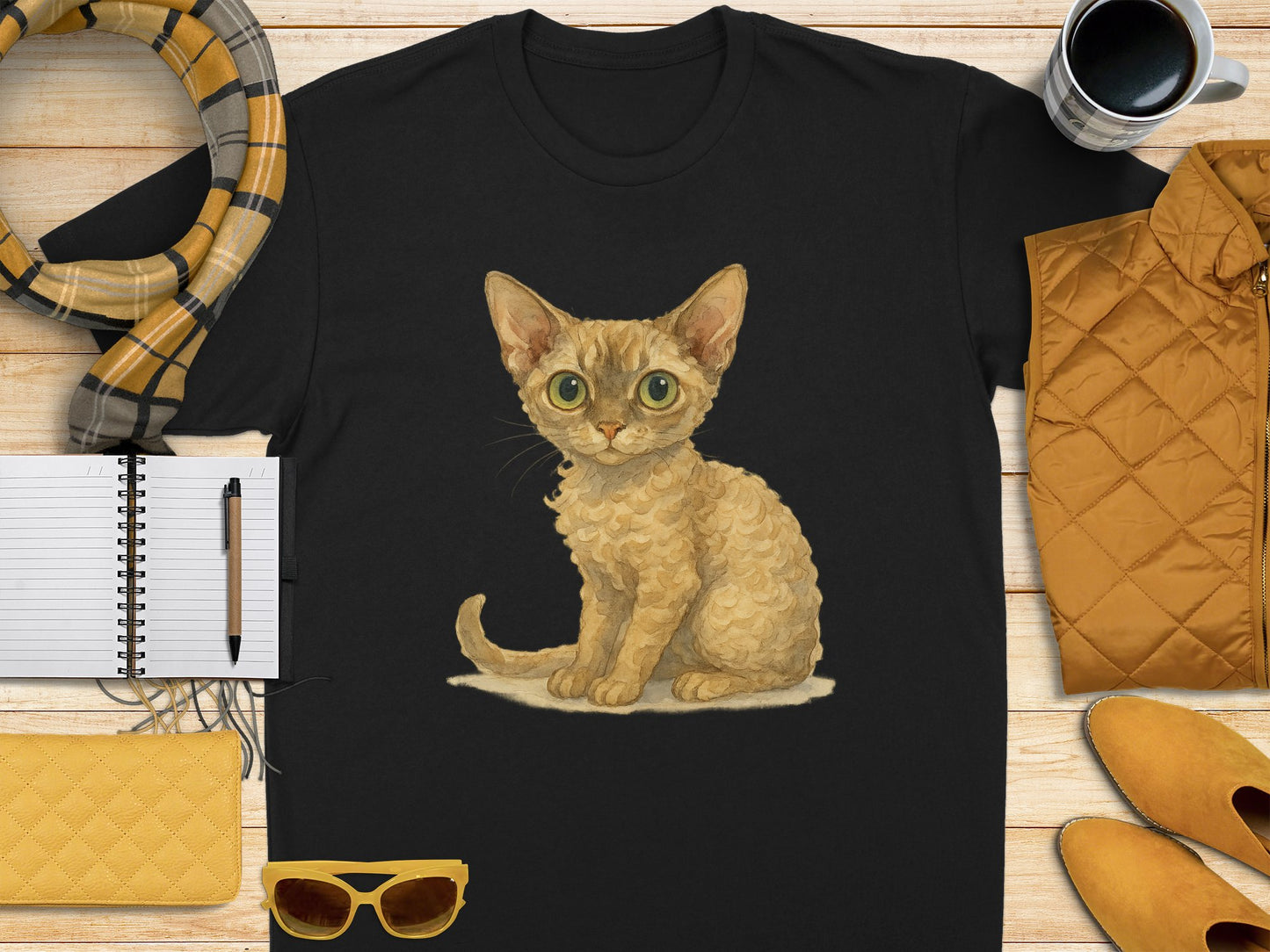 Cute Green Eyed Kitten Illustration T-shirt product