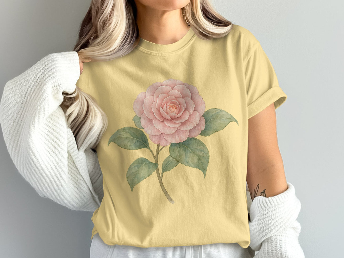 Elegant Pink Rose Graphic T-Shirt Apparel product type