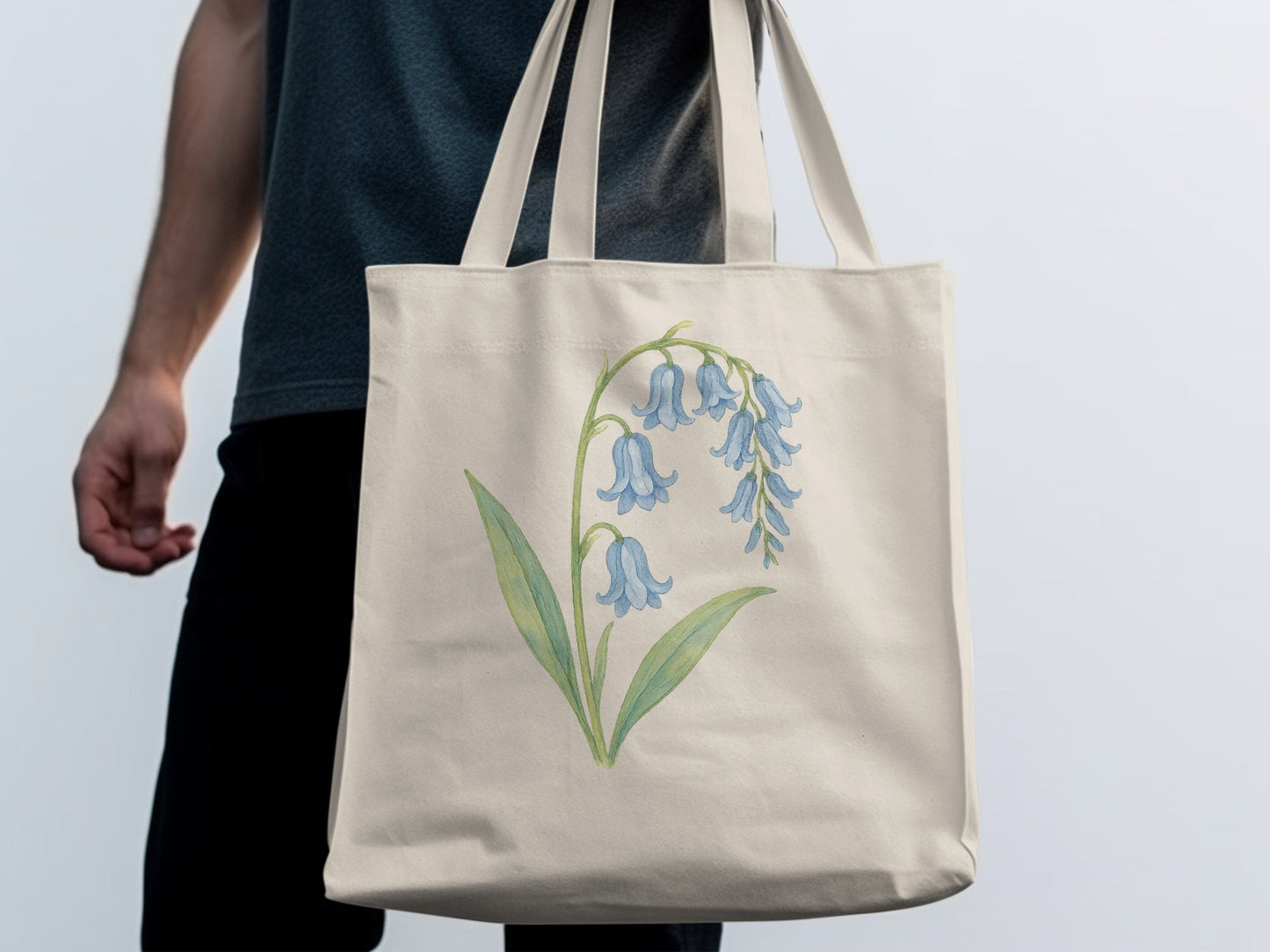 Stylish Tote Bag Blue Floral Printed Design product type