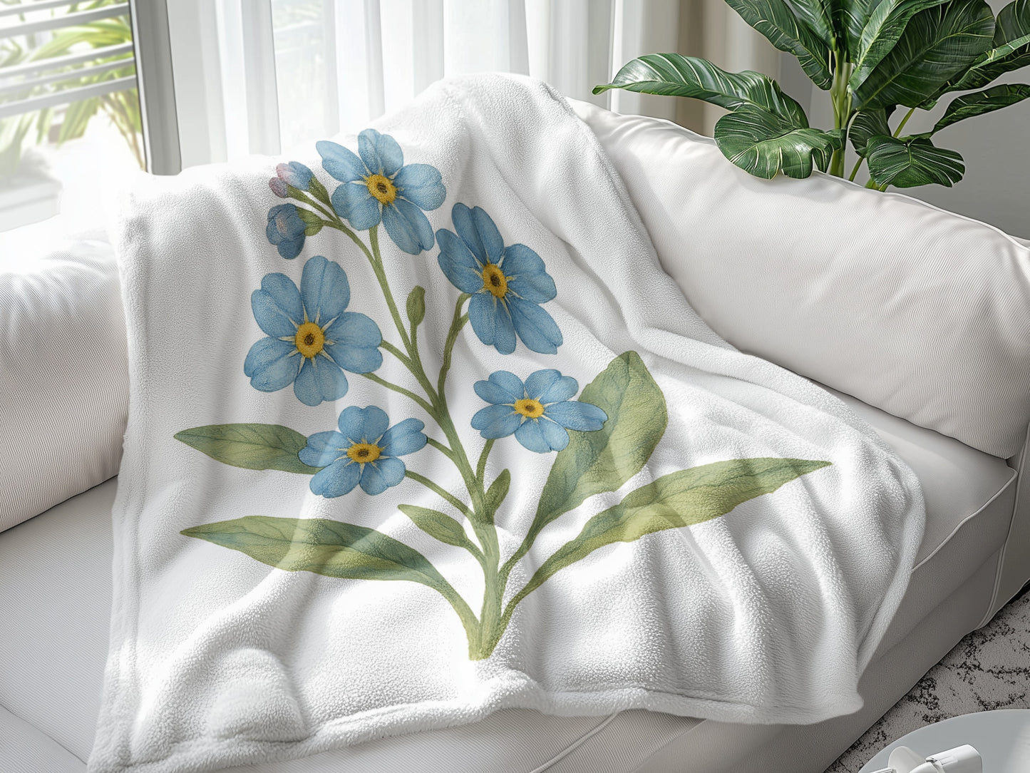 Blue and Green Floral Design Cozy Blanket product