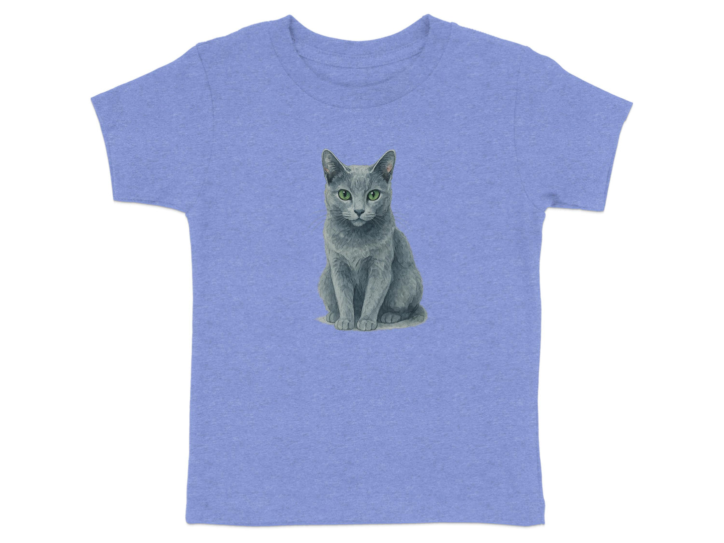 Blue Shirt with Adorable Sitting Cat Print product