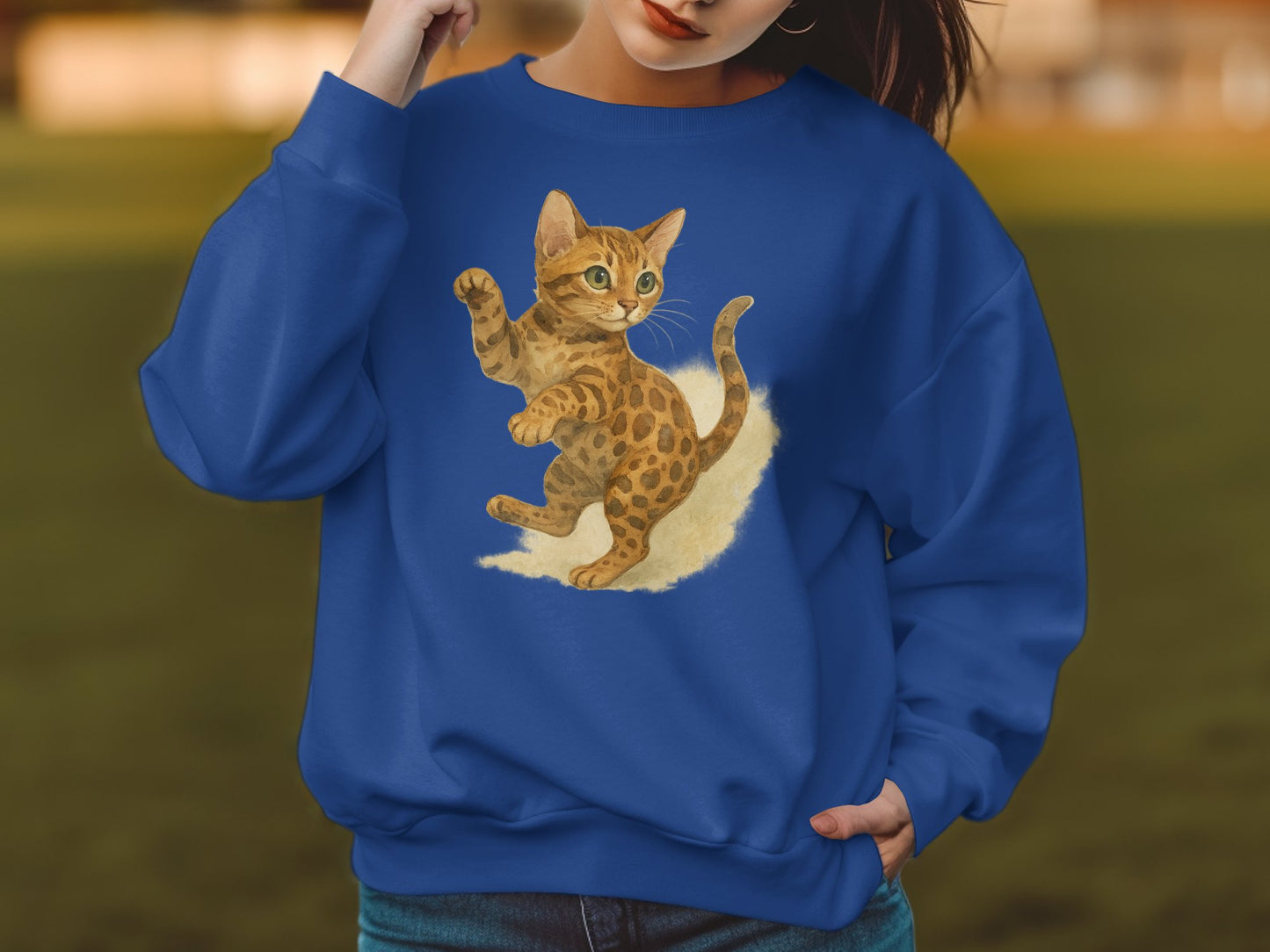 Cute Playful Kitten Graphic Print Sweatshirt product
