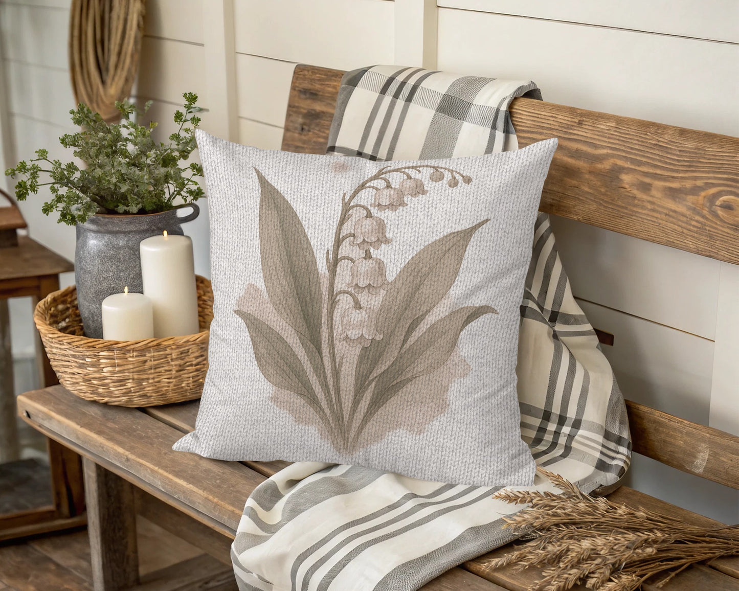 Elegant Rustic Lily of the Valley Decorative Pillow product