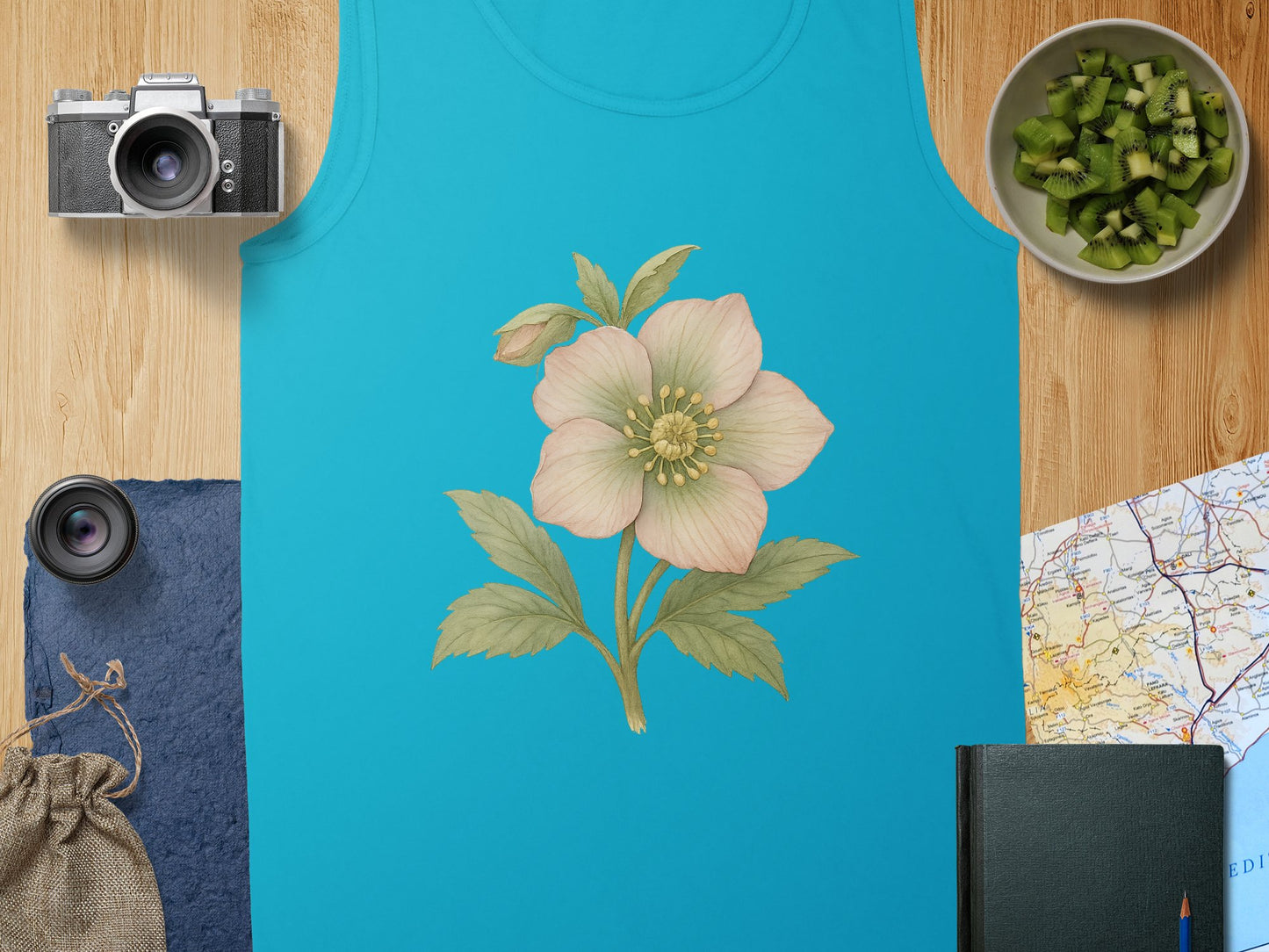 Floral Design on Blue Background Tank Top product