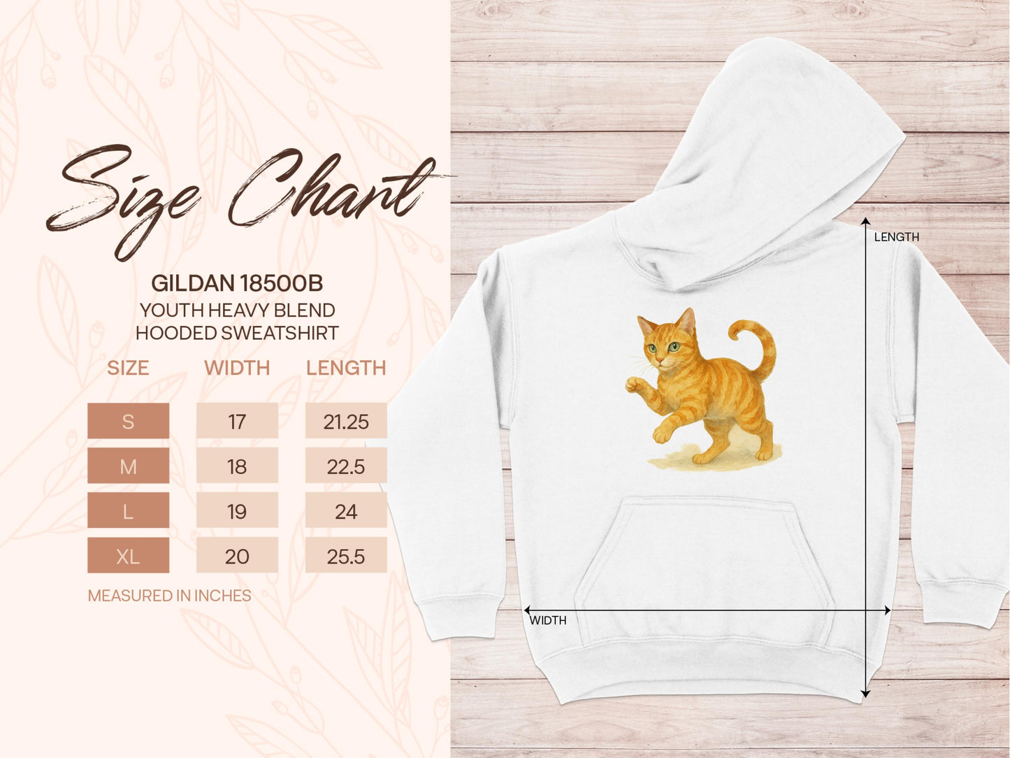 Youth Hoodie with Cute Cat Illustration Hooded Sweatshirt product