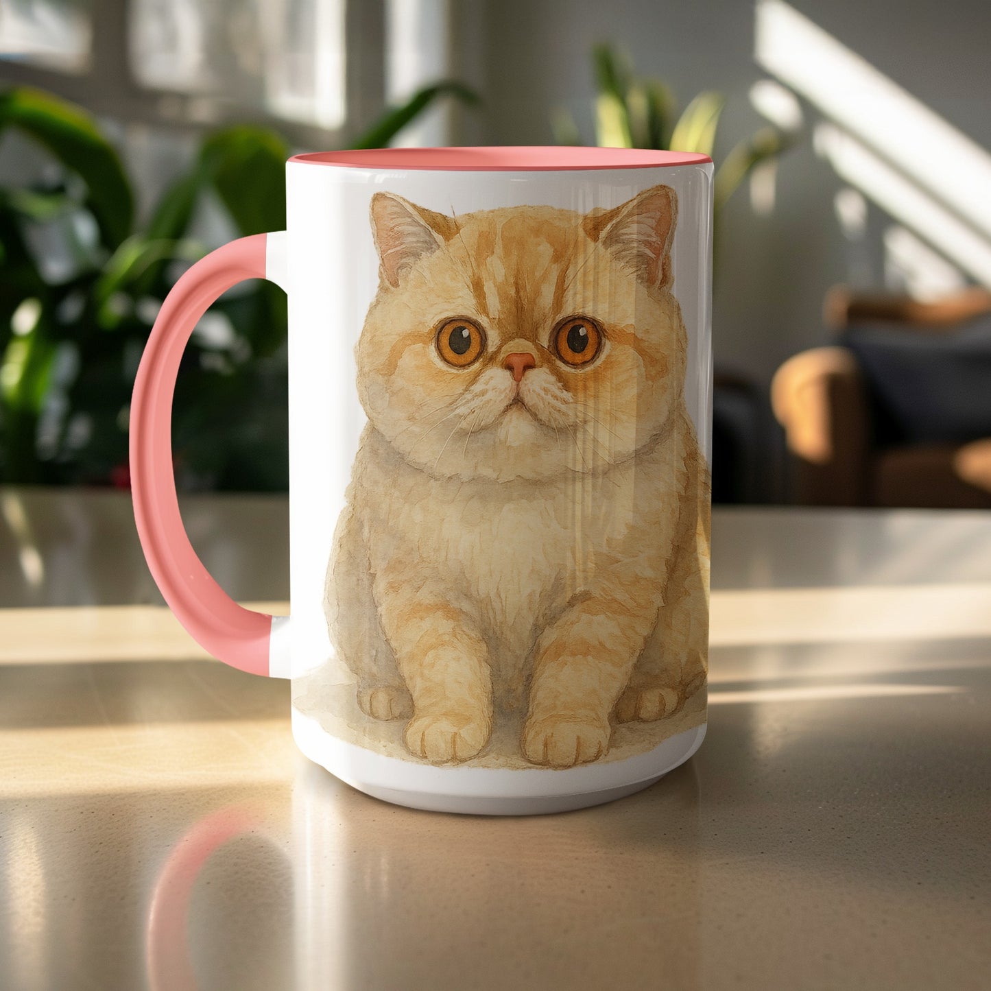 Adorable Cat with Pink Handle Coffee Mug product