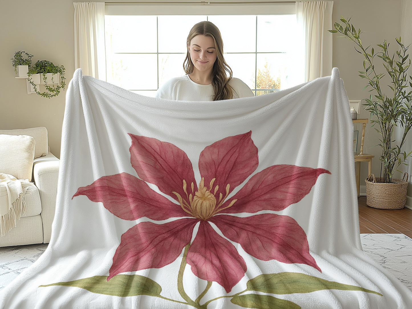 Cozy Blanket with Large Floral Design Blanket Product