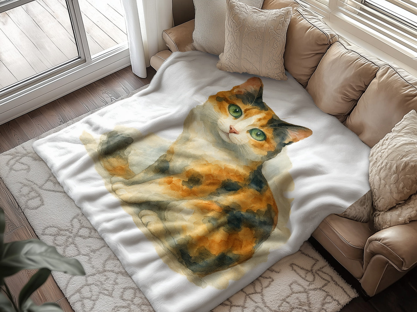 Colorful Calico Cat Design Cozy Sofa Blanket product