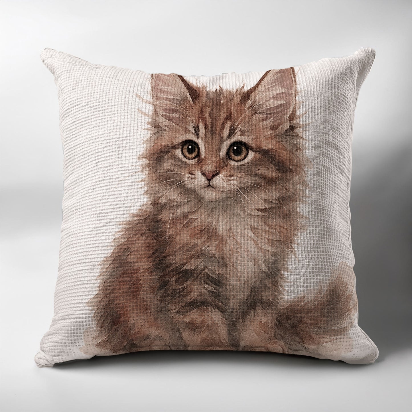 Adorable Fluffy Kitten Print Throw Pillow product