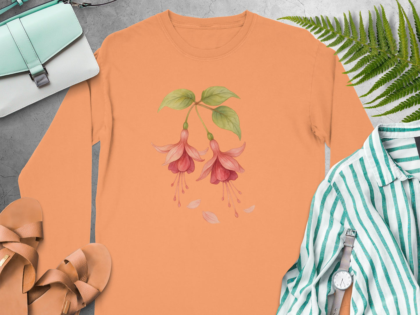 Beautiful Floral Illustration Long Sleeve Shirt product type