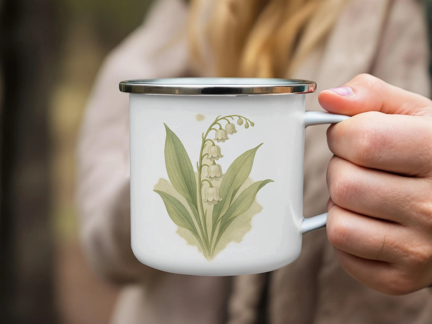 Elegant Floral Design Large Enamel Camp Mug product type