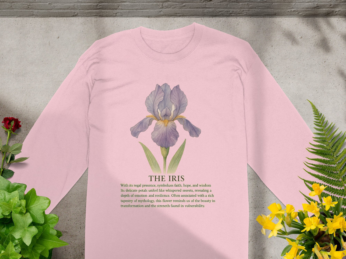 The Iris Floral Botanical Design Long Sleeve Shirt product type