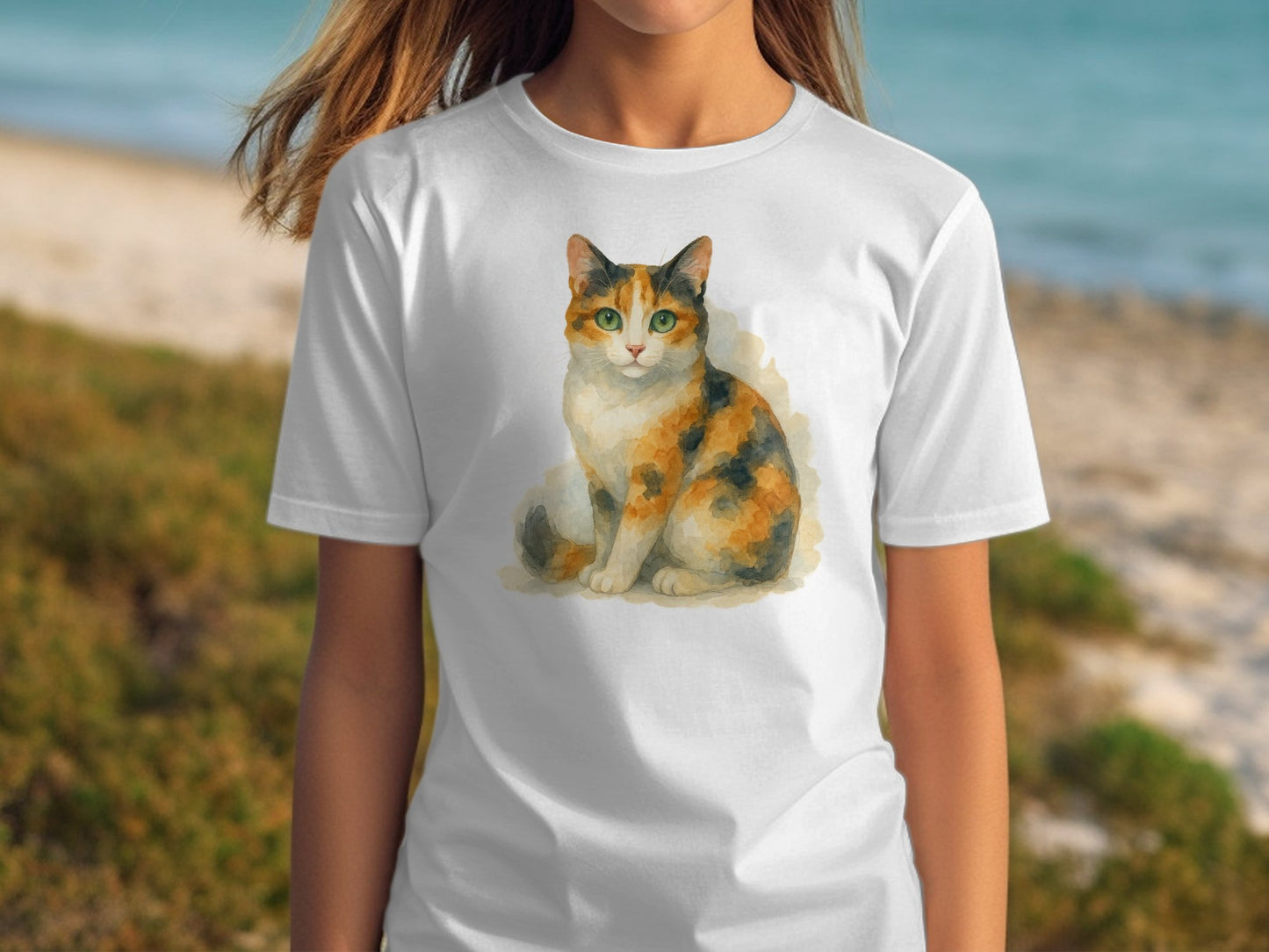 Colorful Cat Design Printed Casual T-shirt product