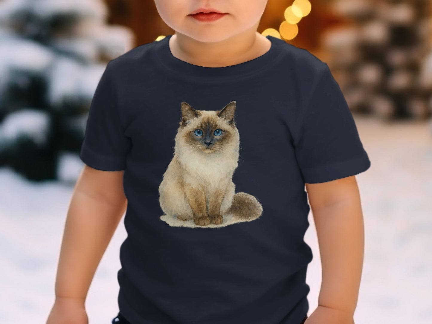 Adorable Blue-Eyed Cat Print on Kids T-Shirt product type