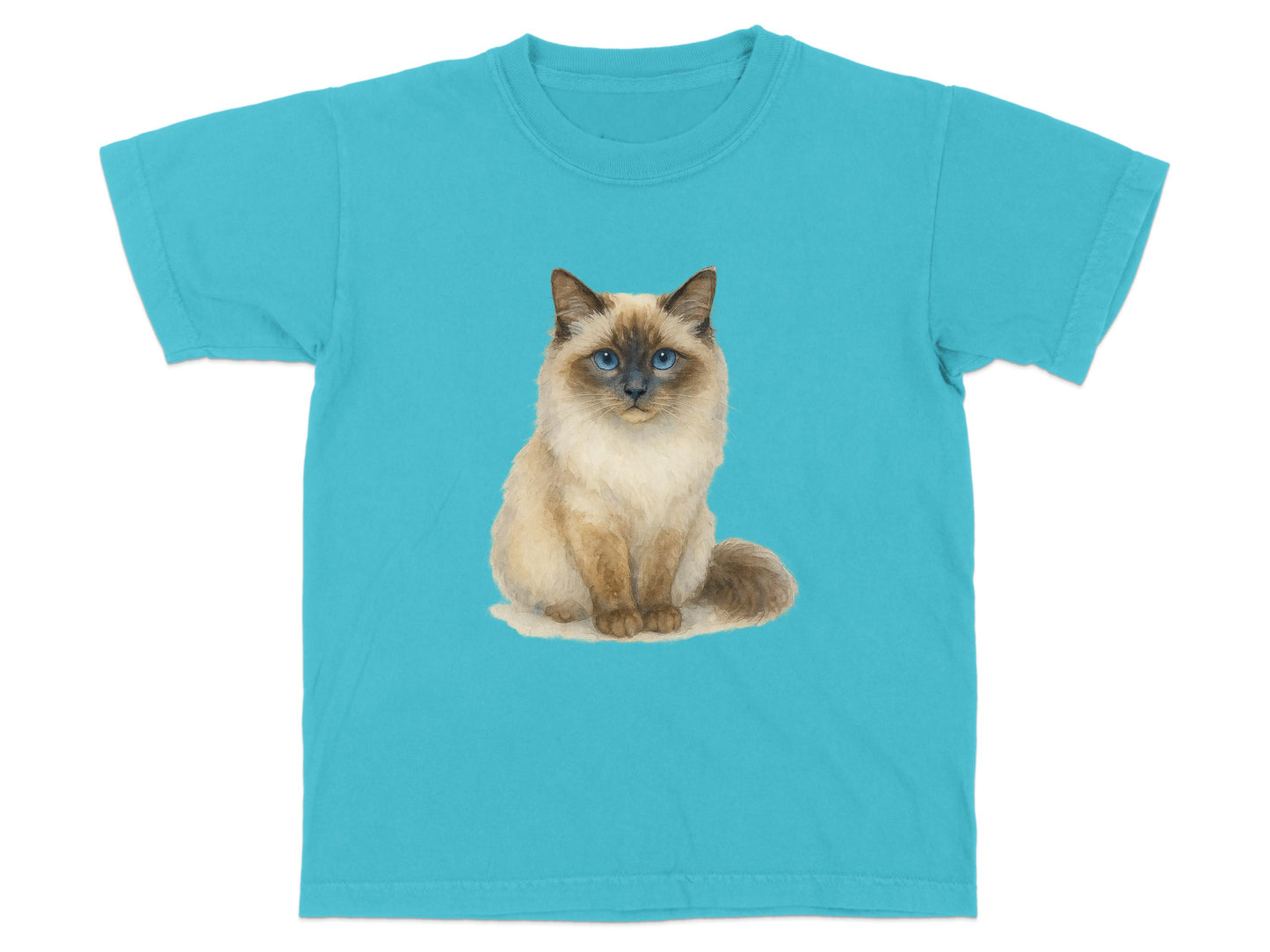 Blue Shirt with Siamese Cat Sitting Graphic product