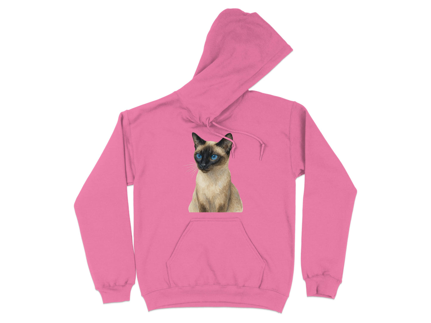 Pink Hoodie with Cute Siamese Cat Print product type