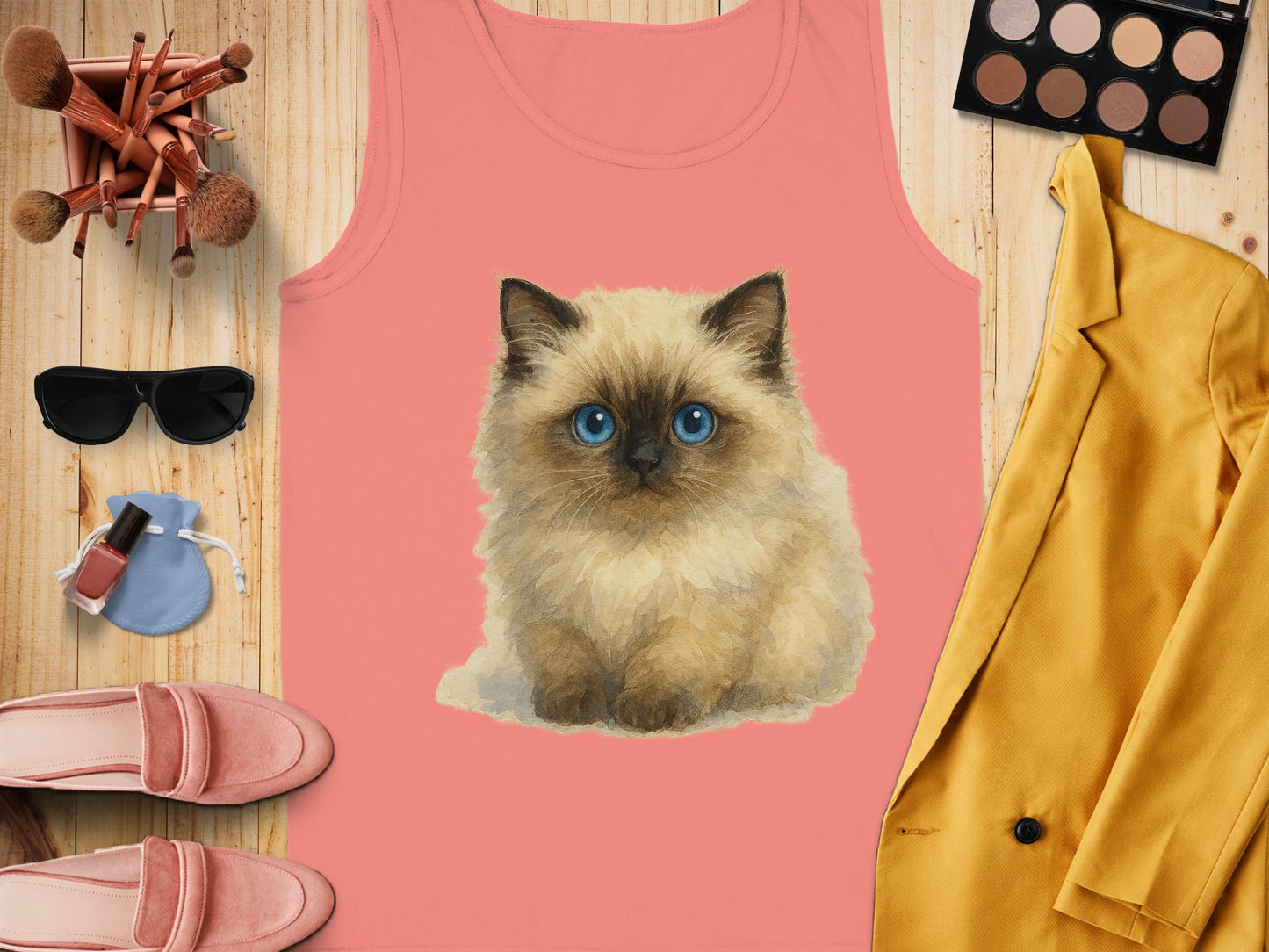 Adorable Fluffy Kitten Pink Tank Top for Pet Lovers product type