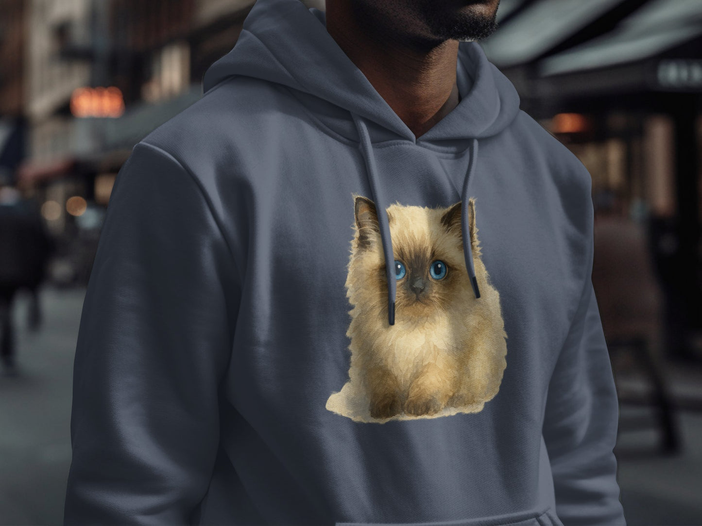 Cute Fluffy Kitten Print Grey Hoodie product