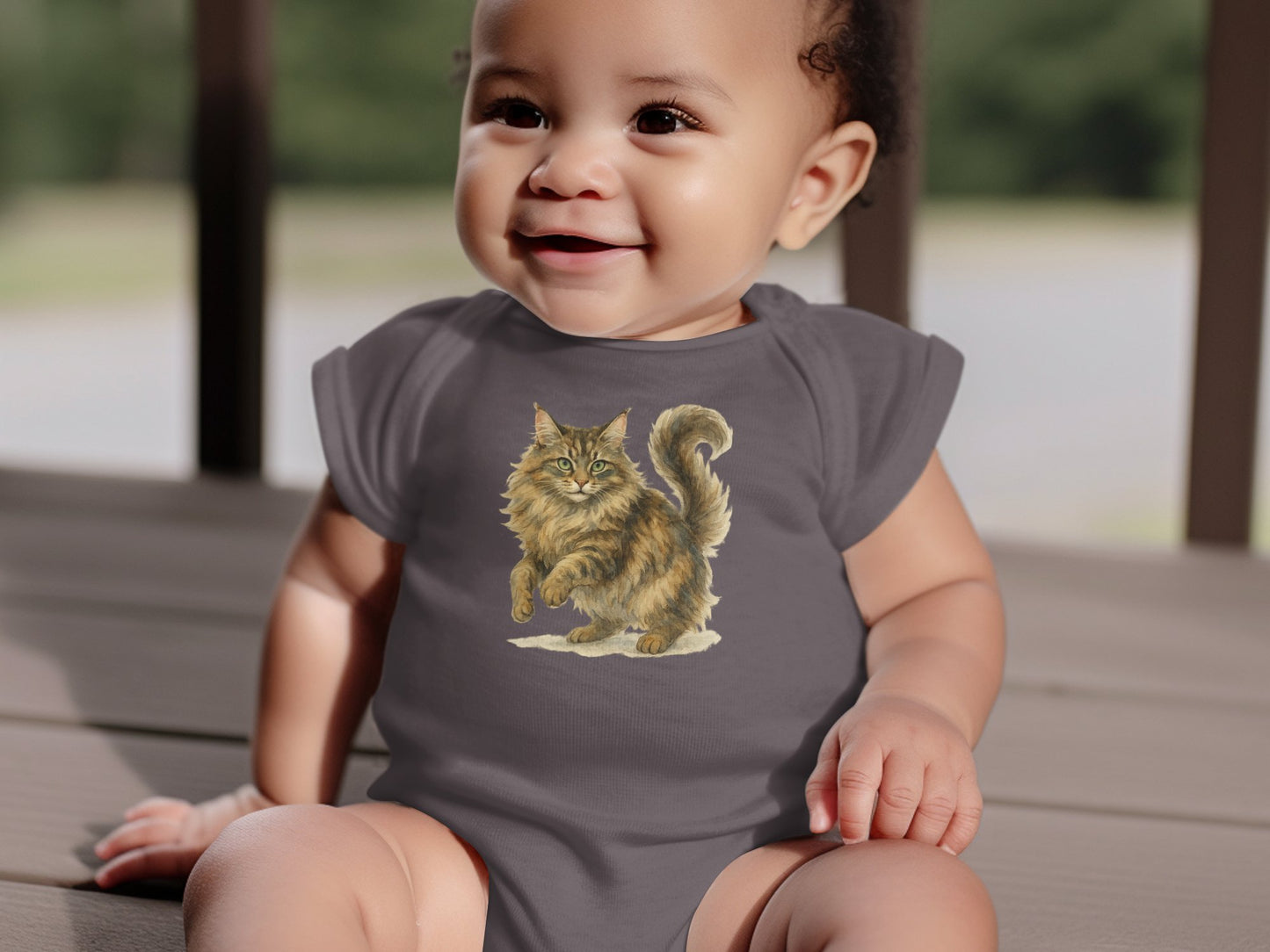 Cute Baby Onesie with Adorable Cat Print product