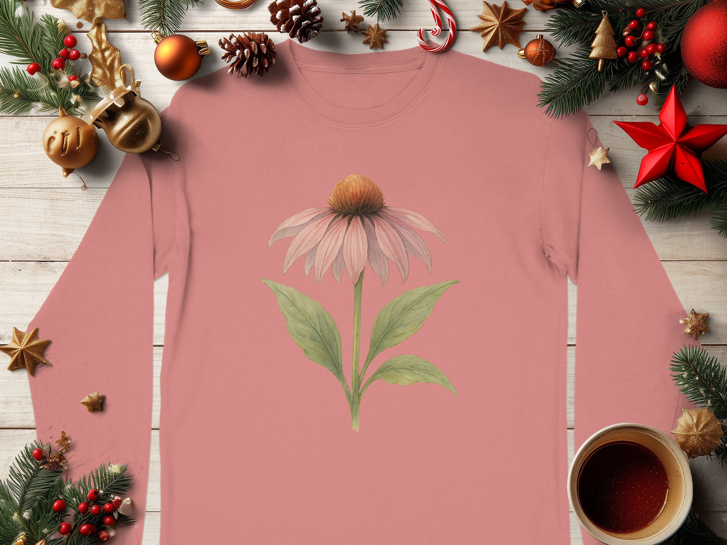 Floral Art Long Sleeve Shirt Perfect Holiday Product