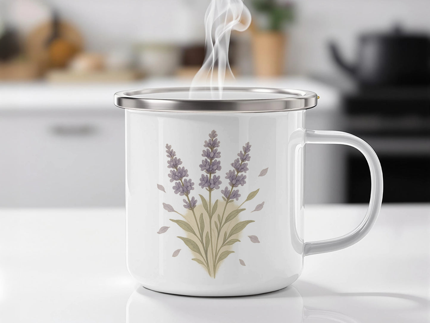Lavender Flower Design White Mug product
