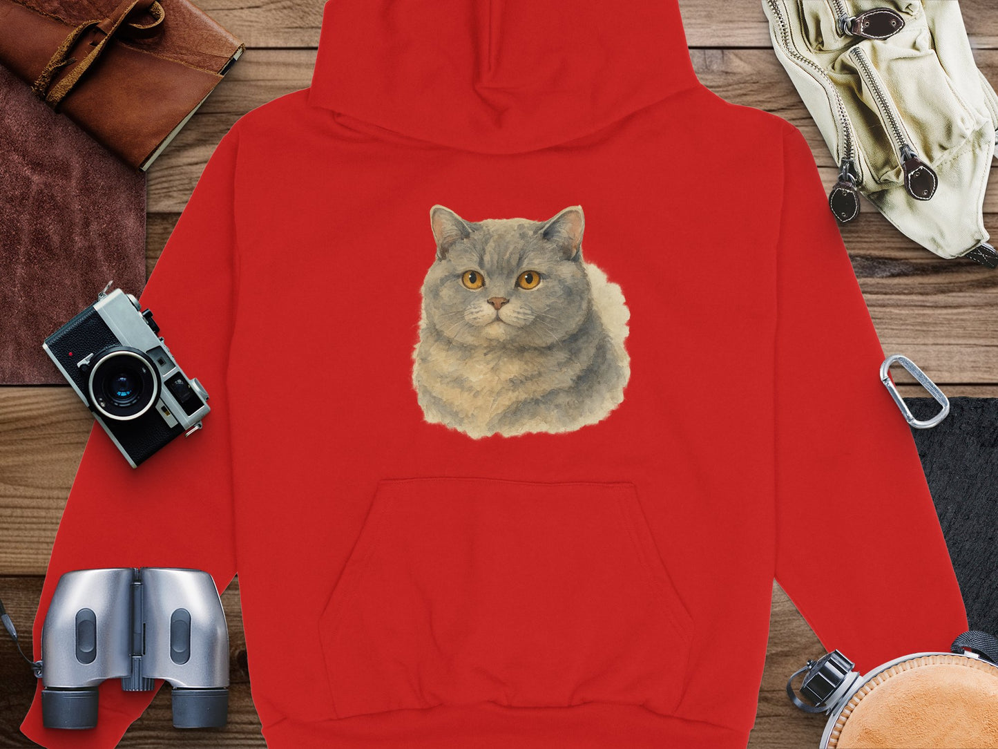 Vintage Style Cat Graphic Design Hoodie product
