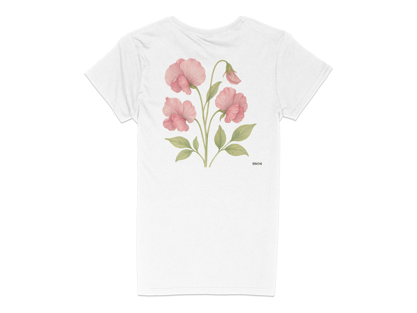 White T-Shirt with Vintage Floral Design product type