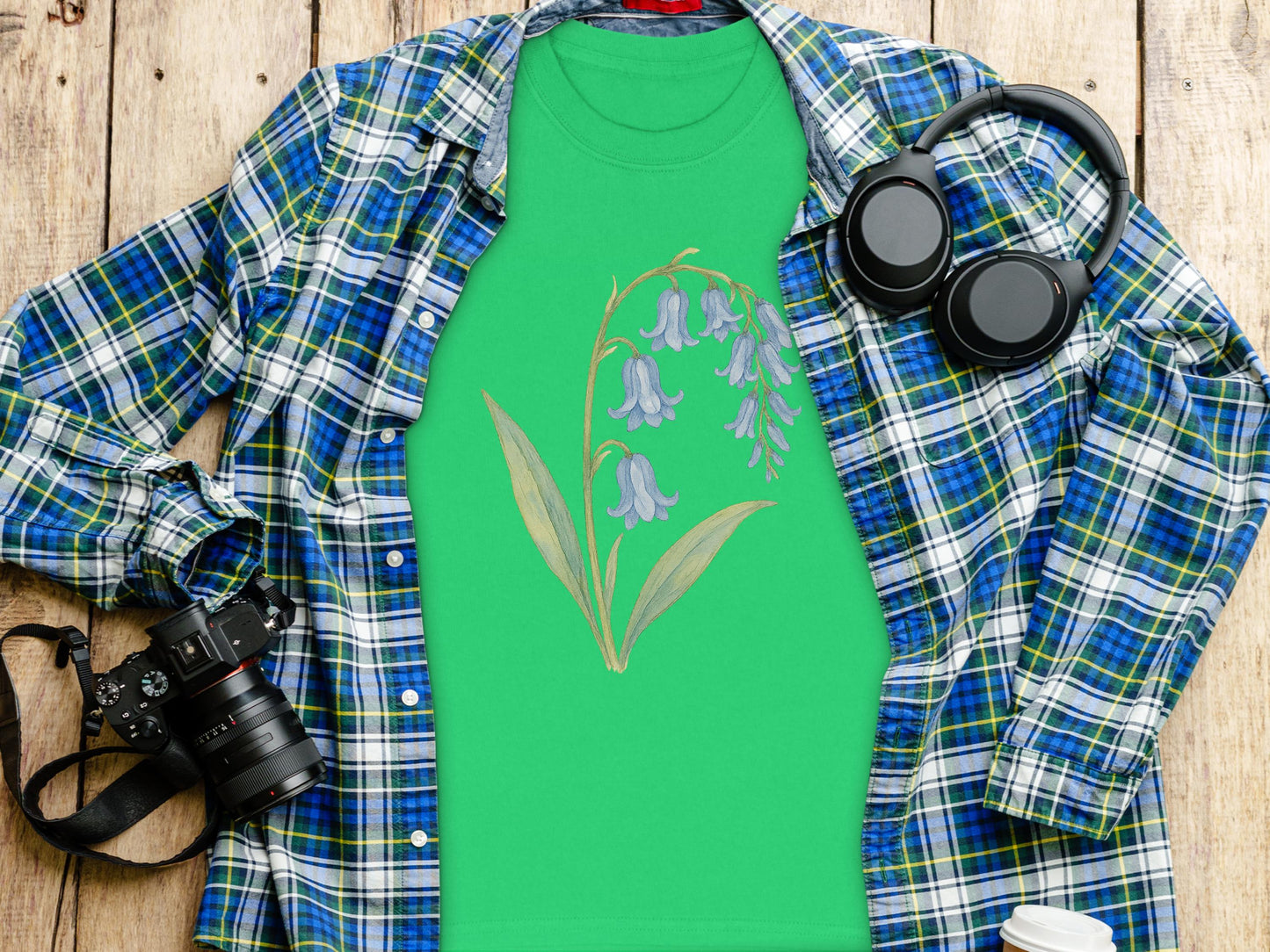 Bluebell Flower Design Green Graphic T-Shirt product type