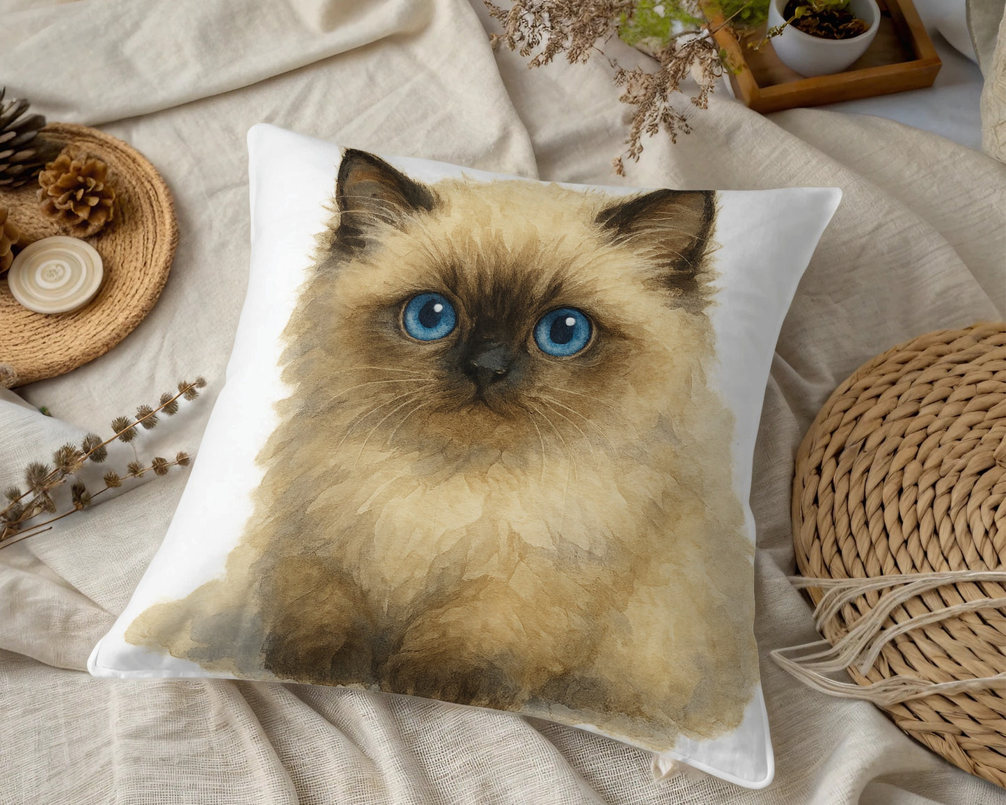 Fluffy Kitten Printed Throw Pillow for Home Decor product