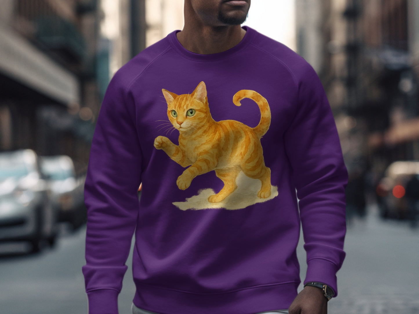 Stylish Purple Sweater with Adorable Cat Print product