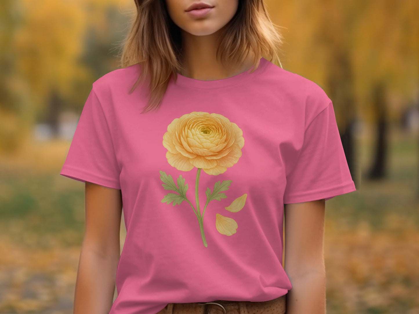 Vibrant Pink Tee with Yellow Flowery Print product type