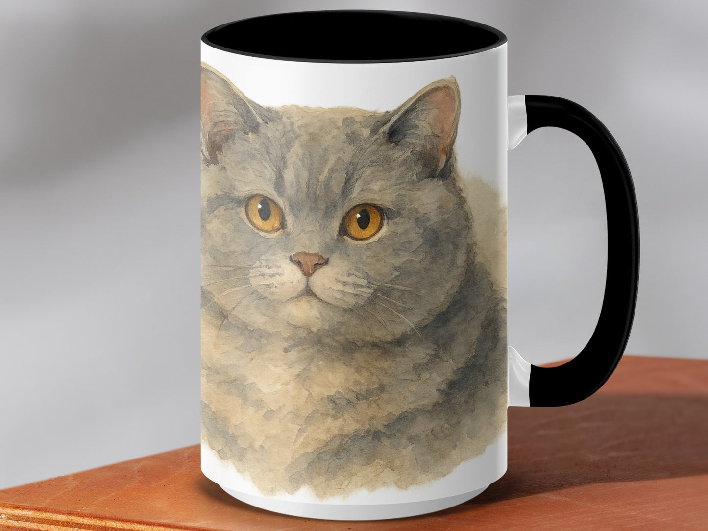Cute Hand Painted Grey Cat Design Mug product