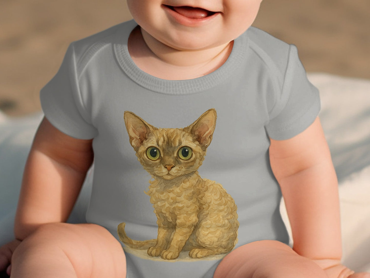Cute Cat Illustration on Baby Bodysuit product