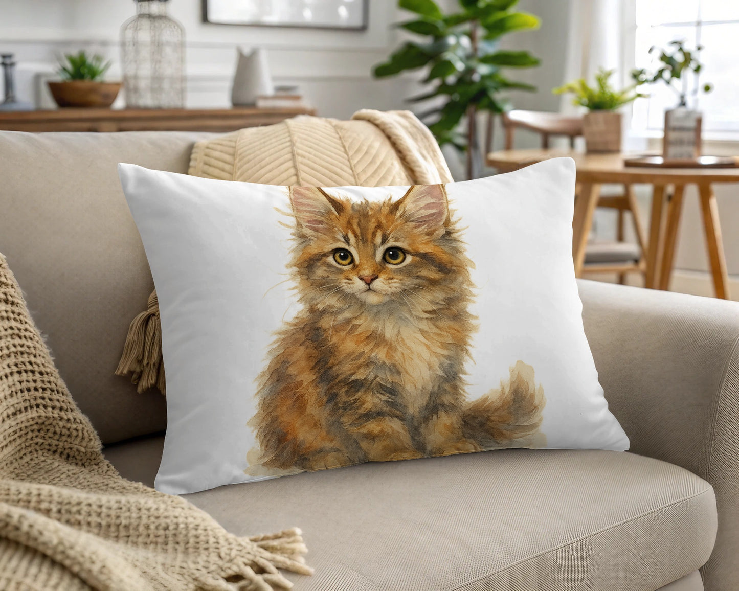 Adorable Fluffy Kitten Decorative Throw Pillow product