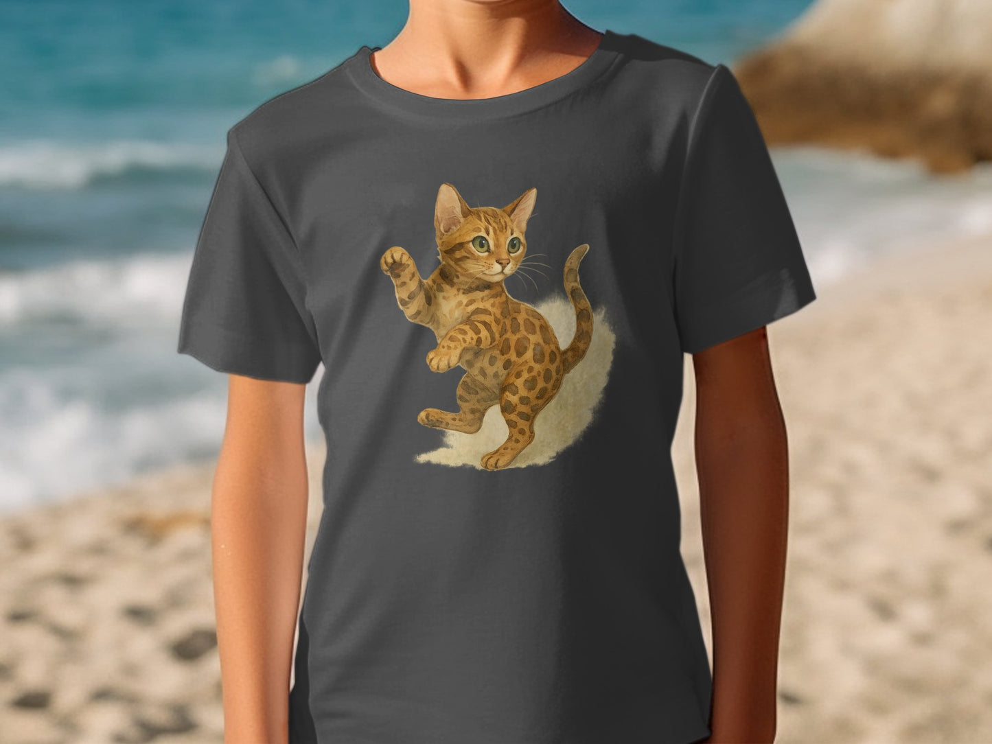 Playful Bengal Cat Graphic Tee Shirt product type