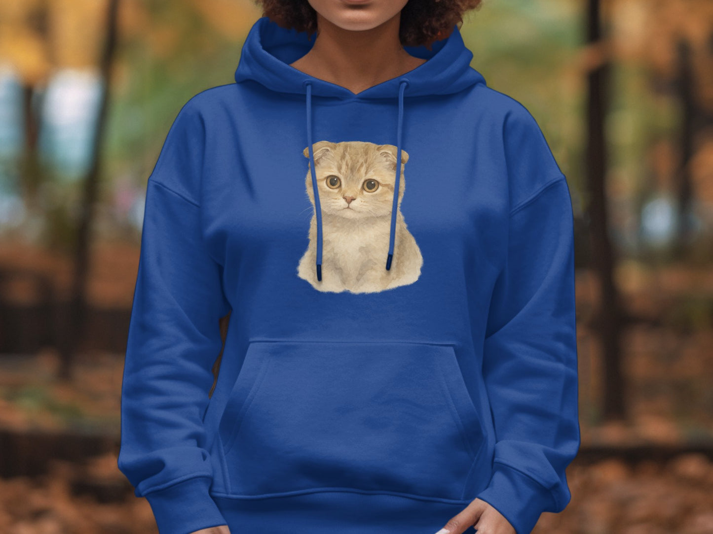 Cute Scottish Fold Cat Print Blue Hooded product type