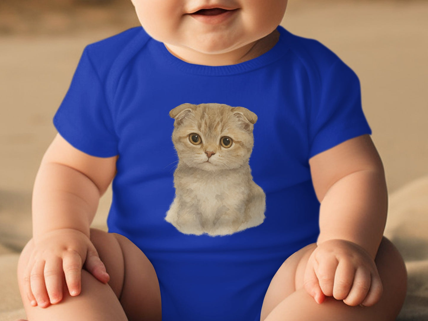 Cute Baby Blue Onesie with Adorable Cat Print product