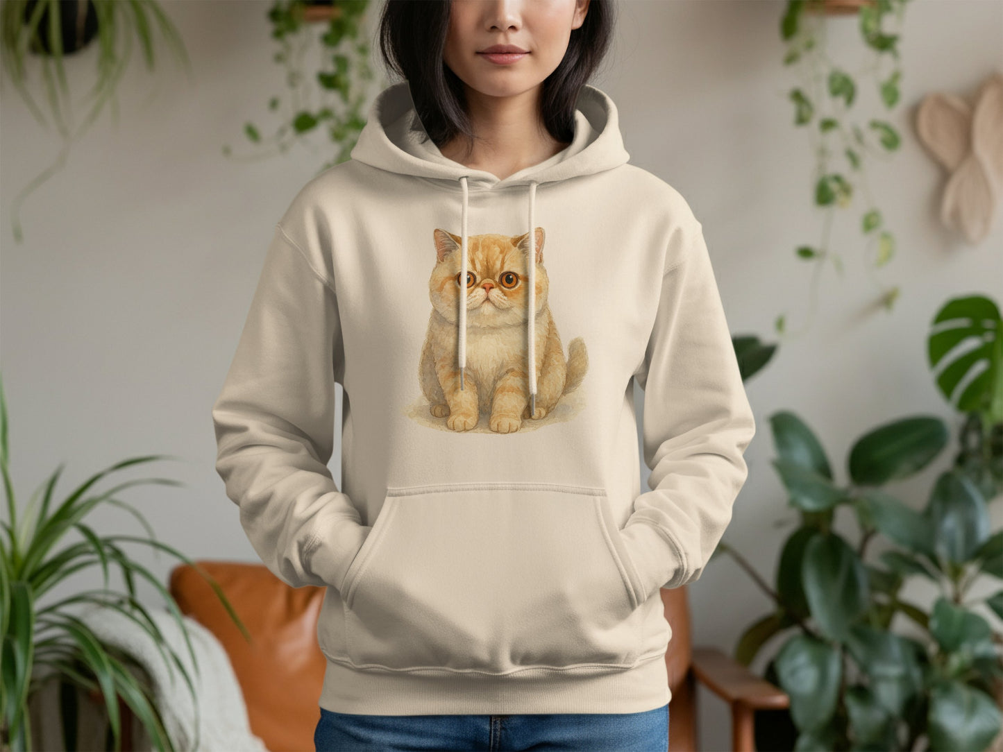 Cozy Hoodie with Adorable Cat Print Design product