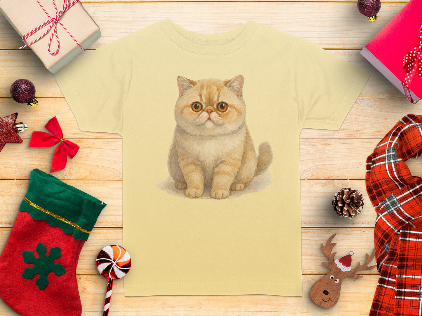 Cute Cartoon Cat Printed Yellow T-Shirt product type