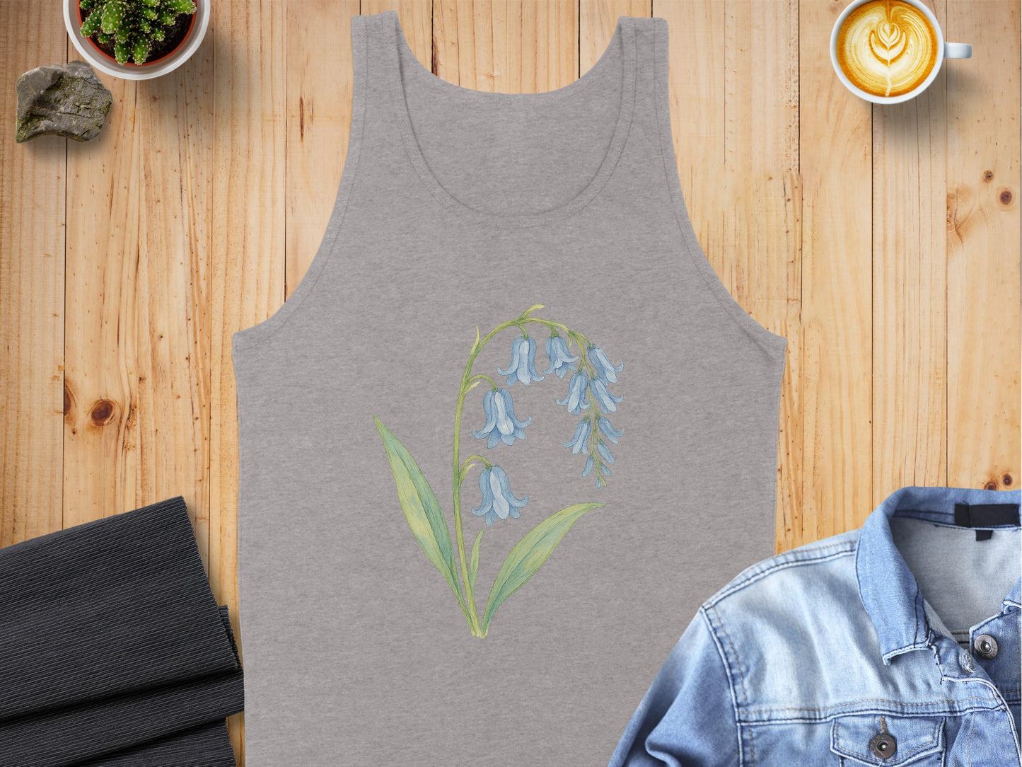 Bluebell Floral Graphic Design Grey Tank Top product type