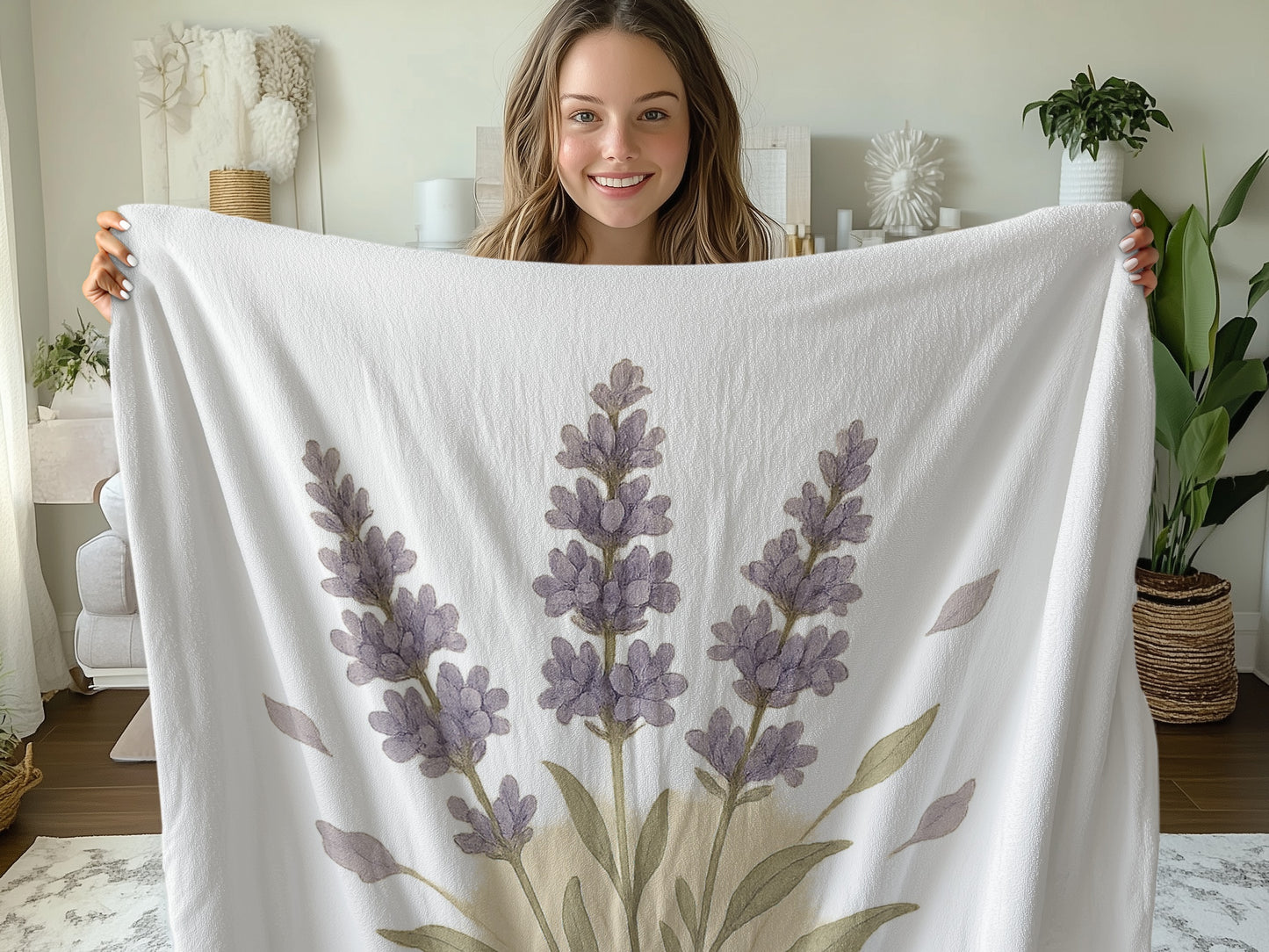 Lavender Floral Print Cozy Blanket product type