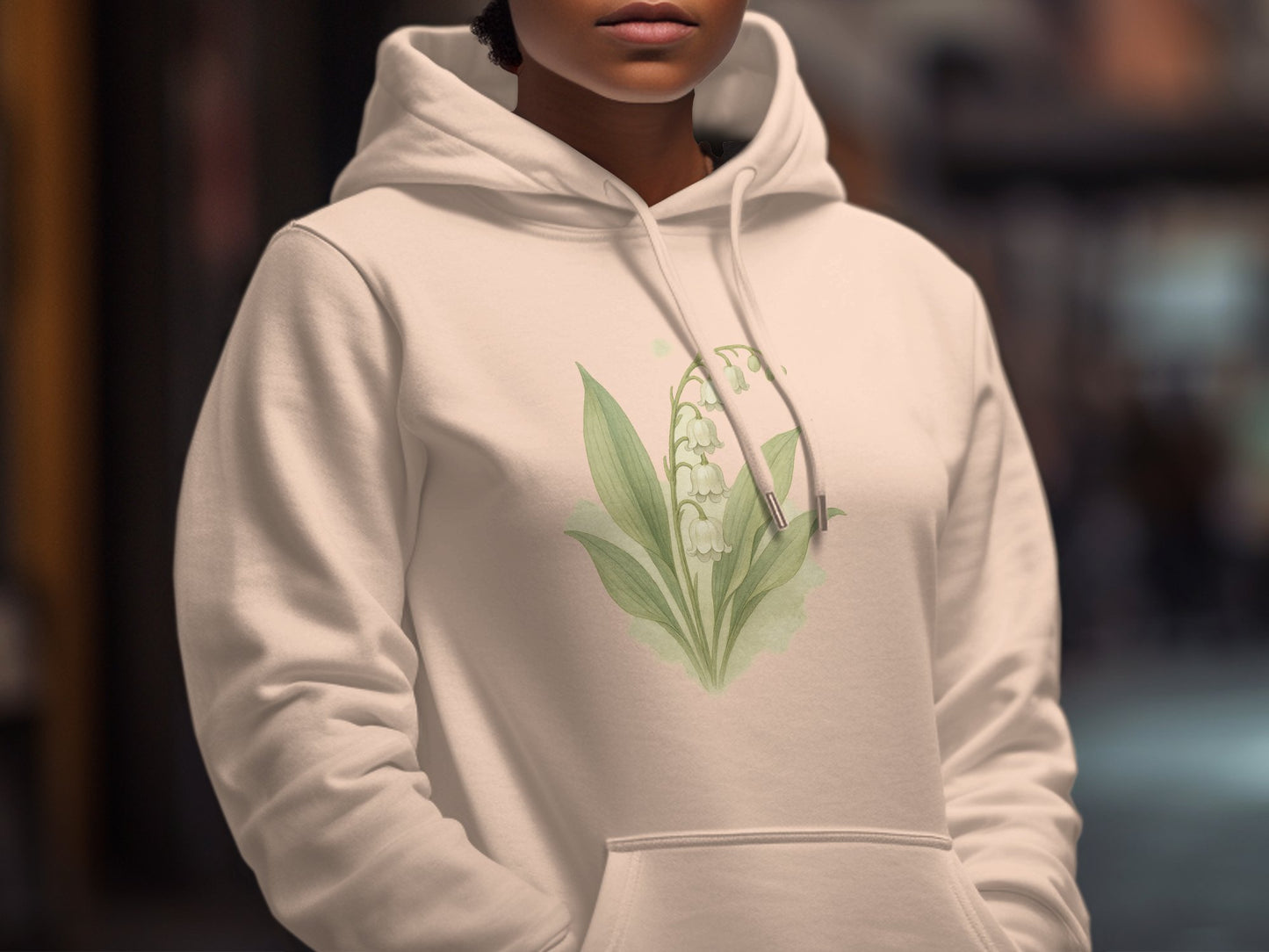 Floral Plant Design White Hoodie Sweatshirt product