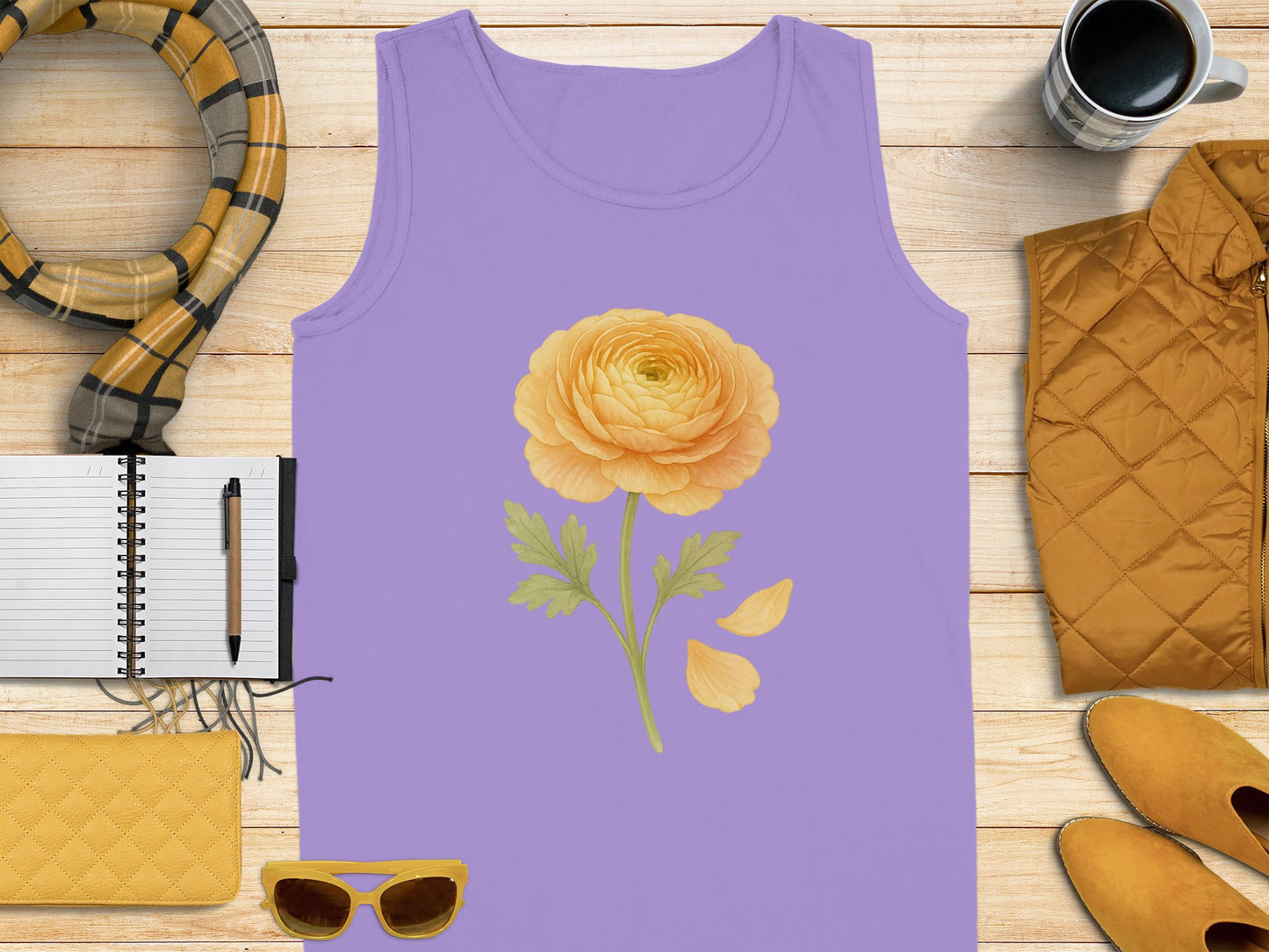 Yellow Flower Graphic Purple Tank Top product