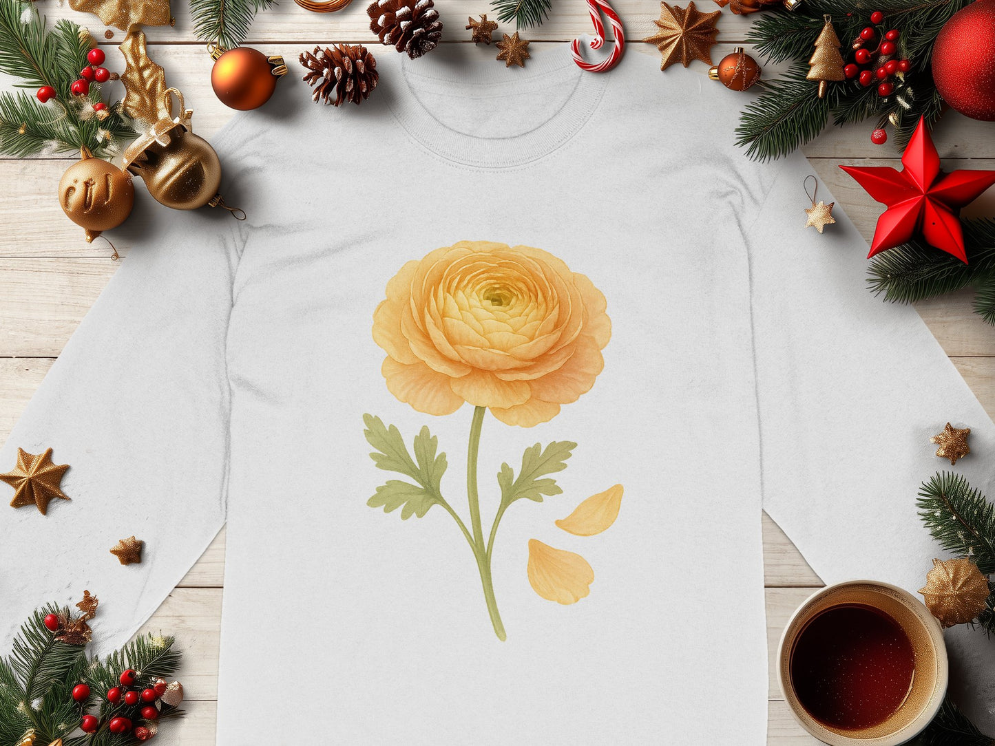 Floral Design Long Sleeve Top Holiday Gift product type