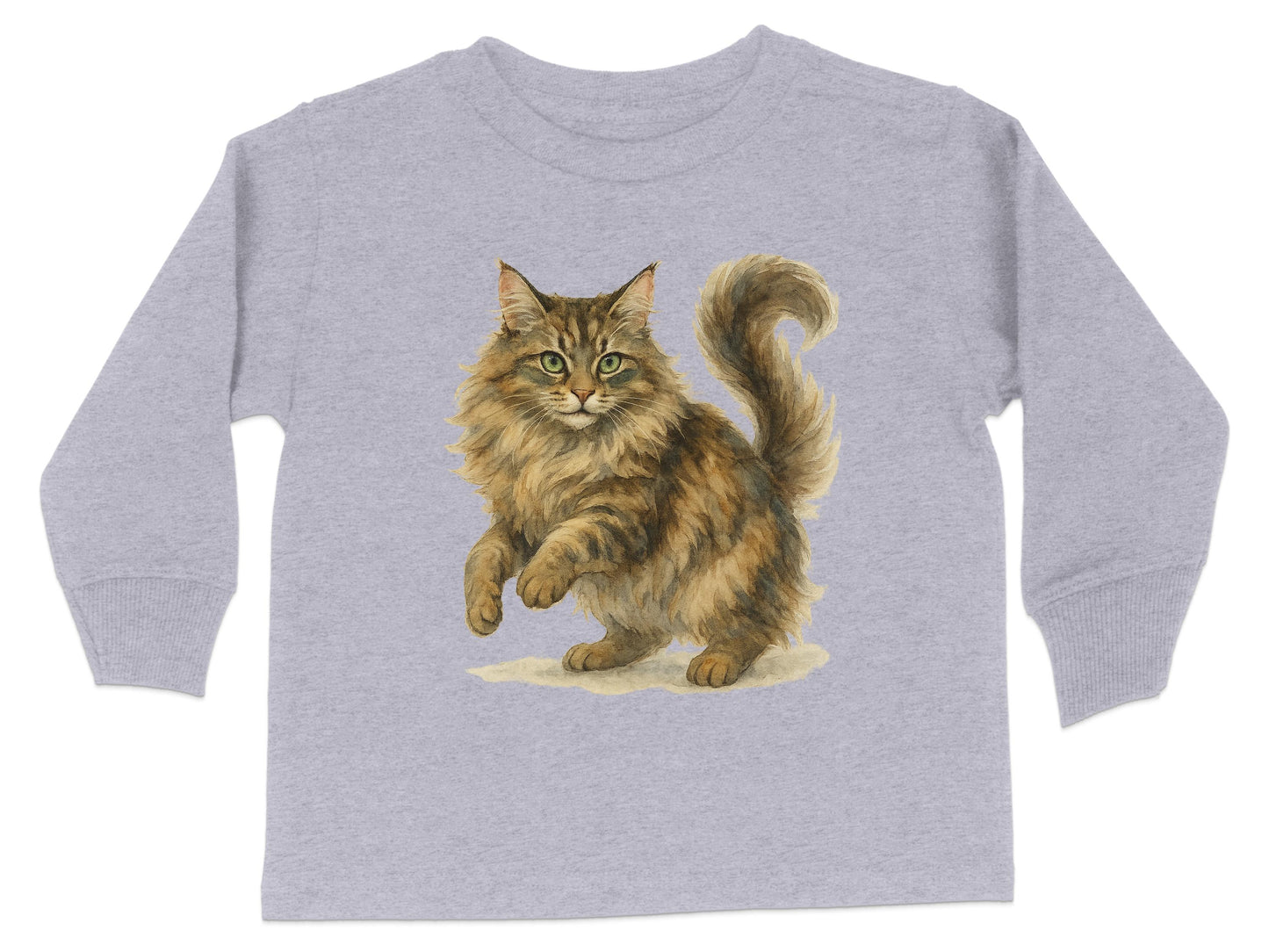 Cute Playful Fluffy Cat Long Sleeve T-shirt product type